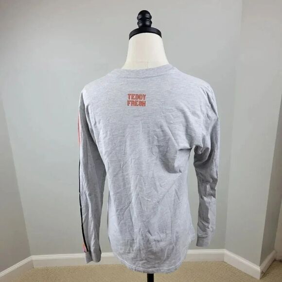Teddy Fresh T-Shirt 🔥Flame Long Sleeve Men's Grey Size Small - Picture 5 of 11